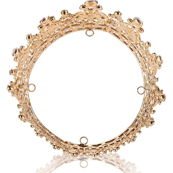 Women's Gold Full Round Diamond Crystal Bridal Wedding Crowns Tiaras Headband - Picture 3 of 4